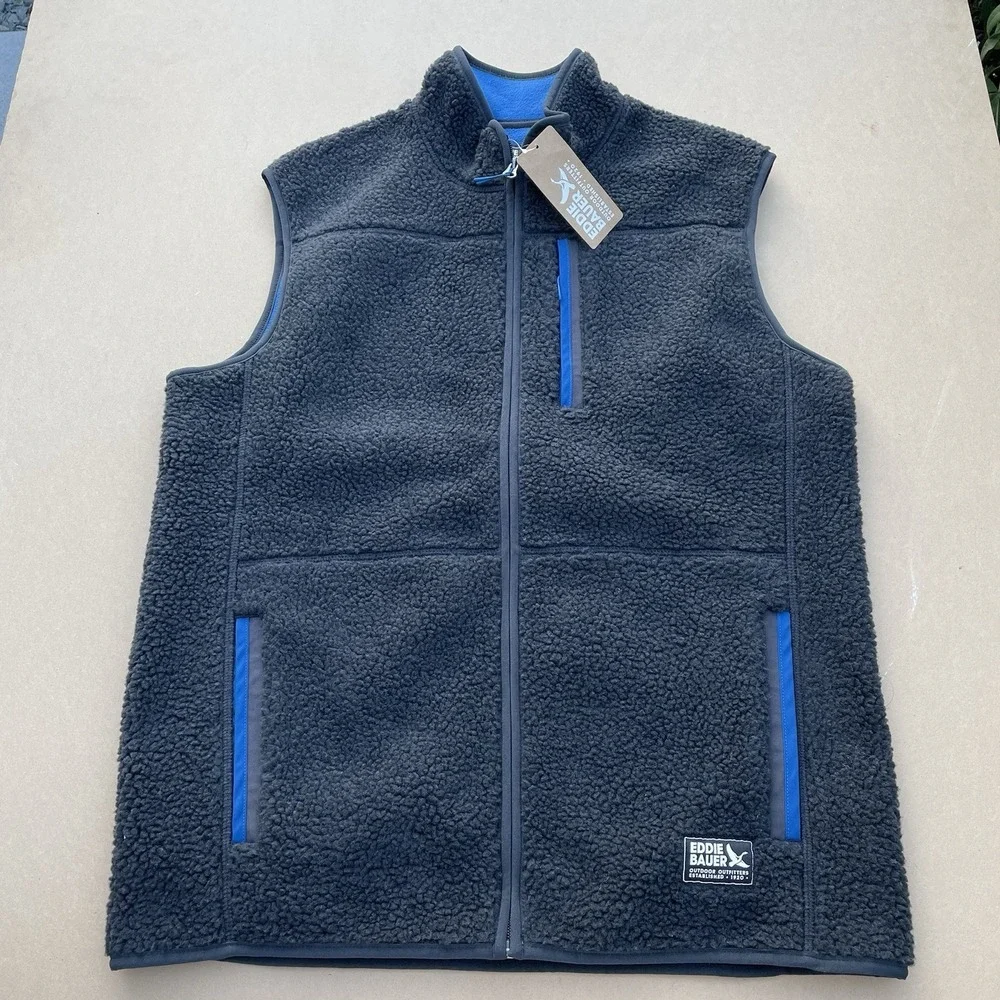 New Eddie Bauer Mens Chilali Vest Size M Black Carbon Travel Outdoor Hiking